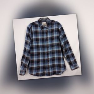 Weatherproof Original Vintage Blue Plaid Flannel Shirt Medium